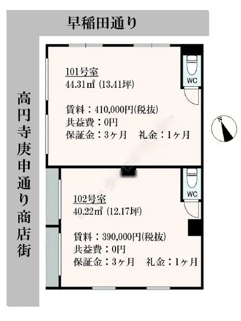 貸店舗(スケルトン)の平面図