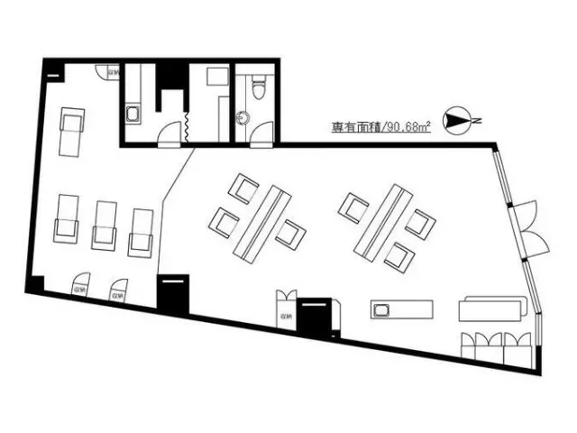美容室・理容室の居抜き物件の平面図
