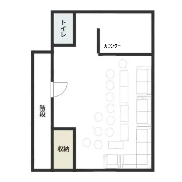 町屋のスナック・パブ居抜きの平面図