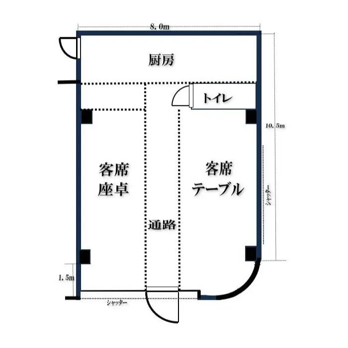 行徳の中華料理居抜きの平面図
