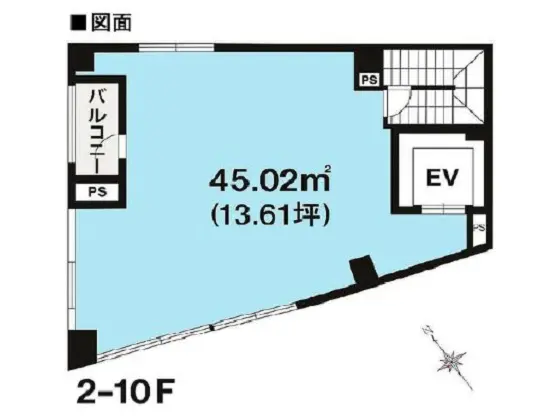 新橋のスケルトン物件の平面図