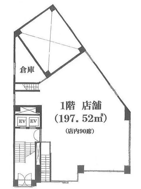 本郷三丁目の焼鳥・焼きとん居抜きの平面図