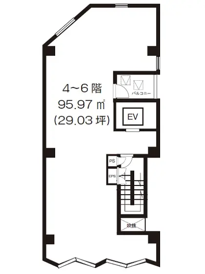 貸店舗(スケルトン)の平面図