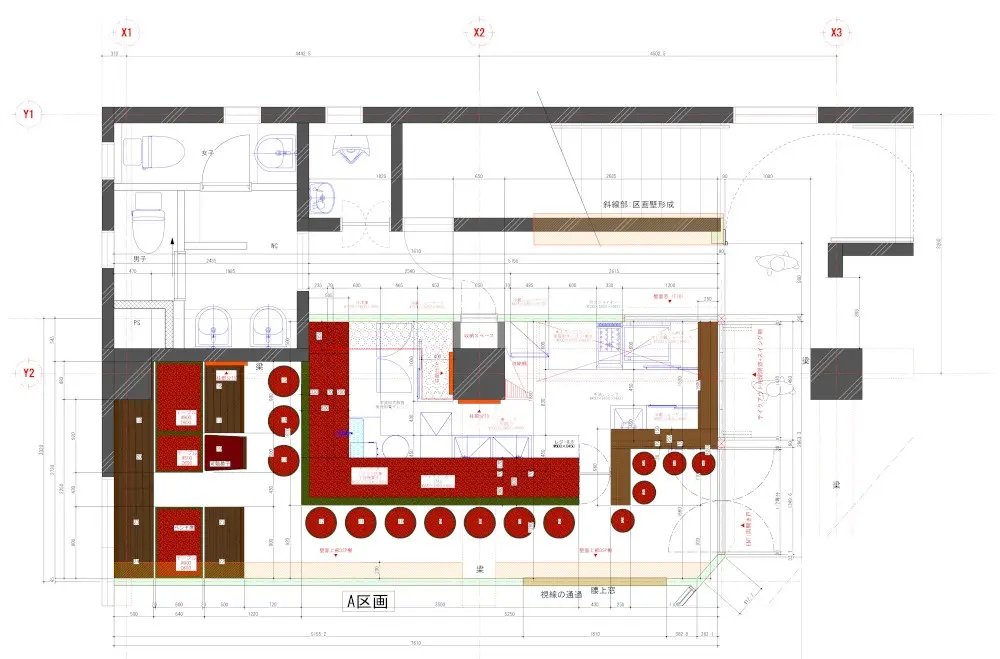 横浜の居抜き店舗の平面図