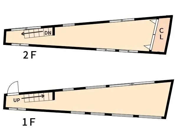 町屋のスケルトン店舗物件の平面図