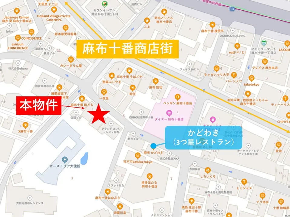 バルの居抜き物件の地図
