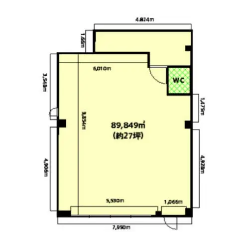 糀谷の事務所仕様店舗物件の平面図
