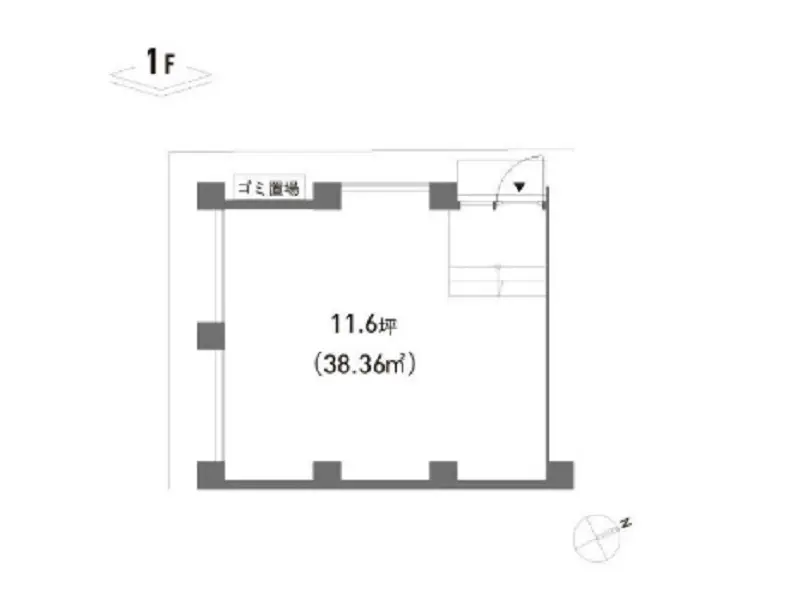 貸店舗(スケルトン)の平面図
