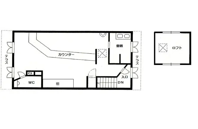 立川のBAR・ショットバー居抜きの平面図