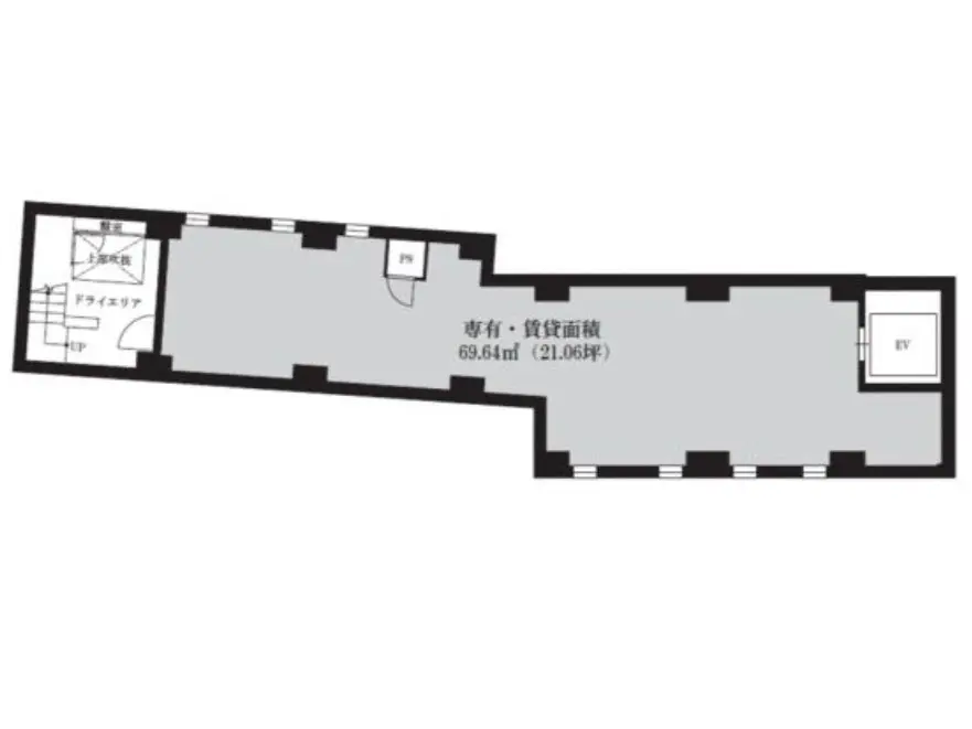貸店舗(スケルトン)の平面図