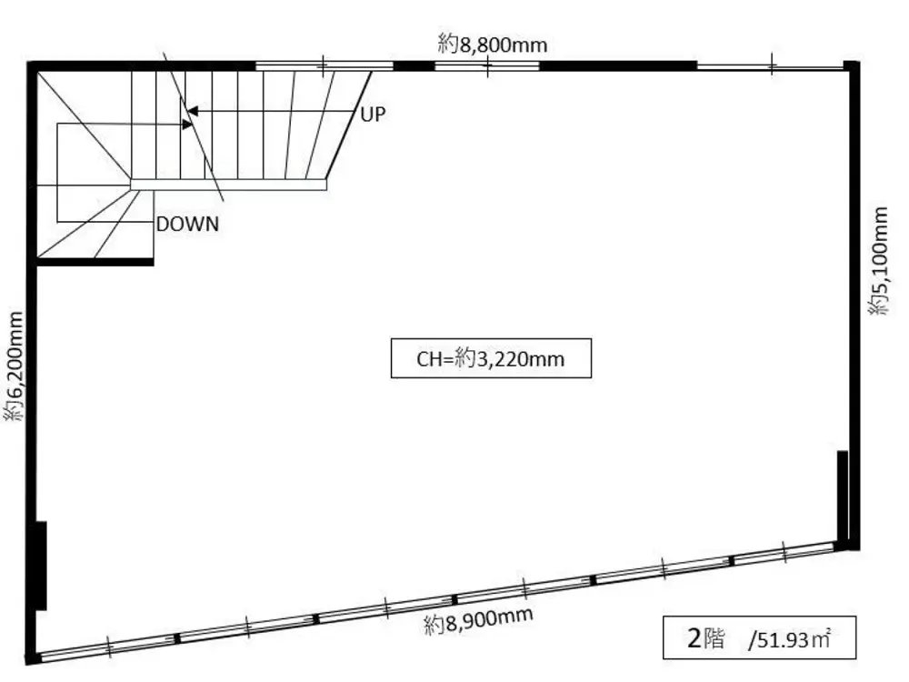 貸店舗(スケルトン)の平面図