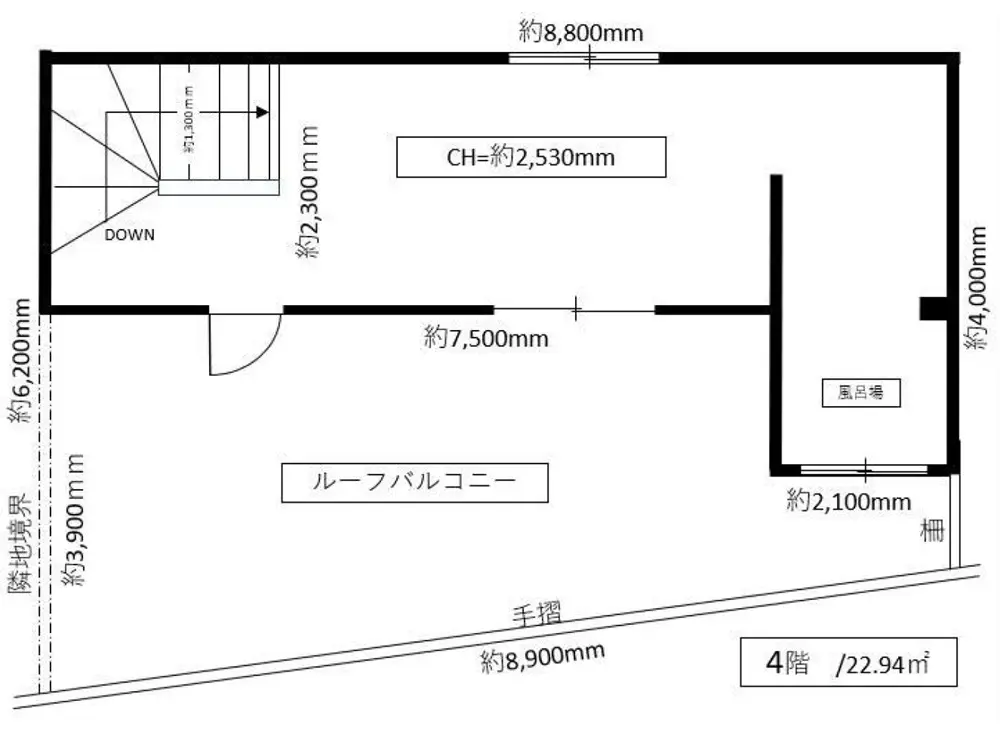 貸店舗(スケルトン)の平面図
