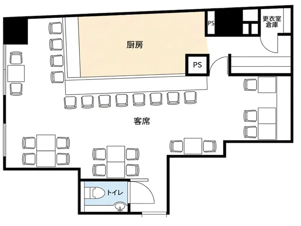 白金高輪の居抜き店舗の平面図