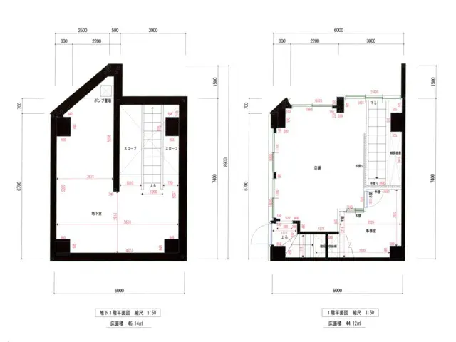 中華料理の居抜き物件の平面図