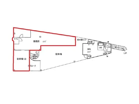 テイクアウトの居抜き物件の平面図