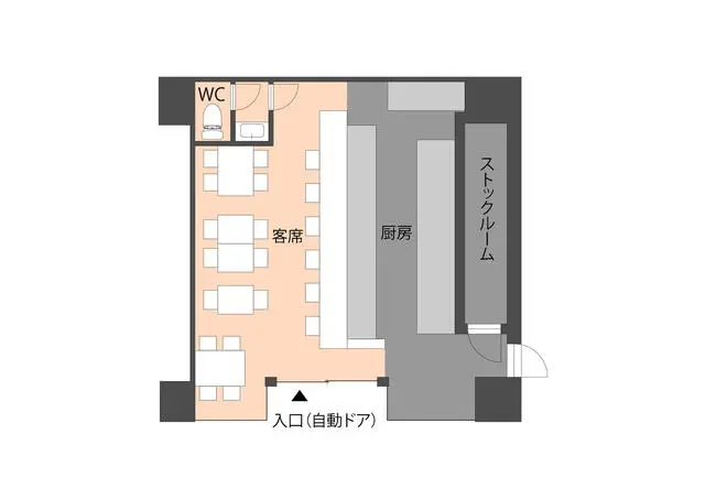 北与野のラーメン居抜きの平面図