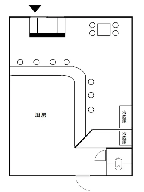 居酒屋の居抜き物件の平面図