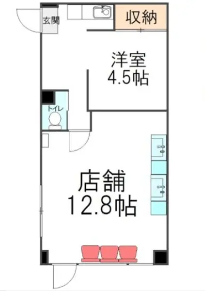 美容室・理容室の居抜き物件の平面図
