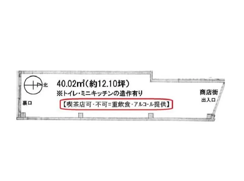 代々木上原の事務所仕様店舗物件の平面図