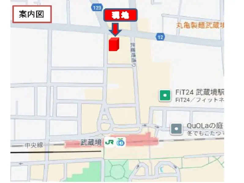 武蔵境の事務所仕様店舗物件の地図