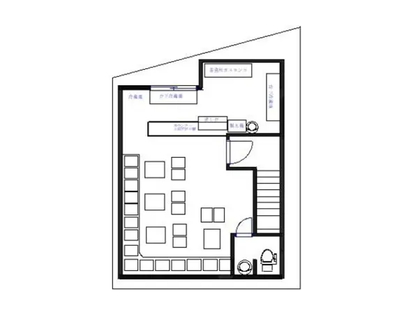 竹ノ塚の多国籍料理居抜きの平面図