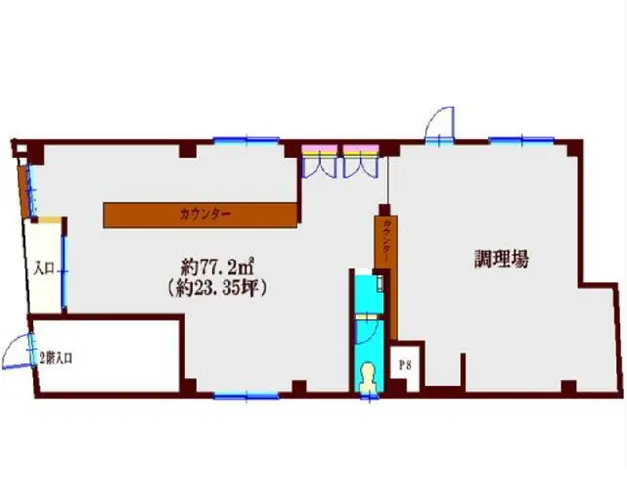 居酒屋の居抜き物件の平面図