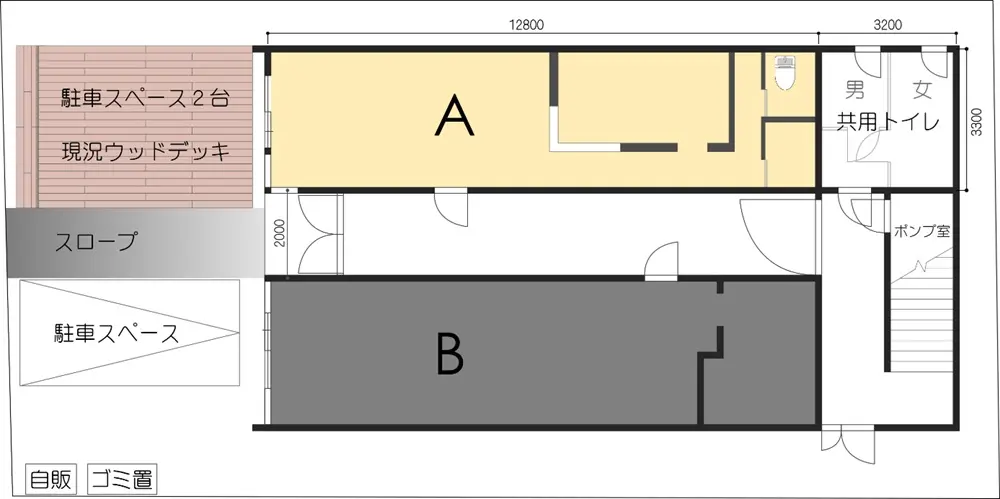 小手指の居抜き店舗の平面図