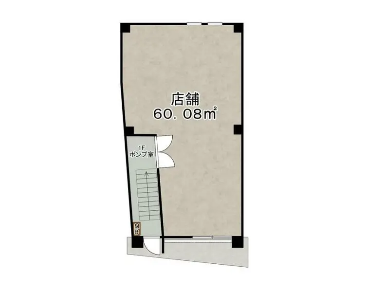 高円寺のスケルトン店舗物件の平面図