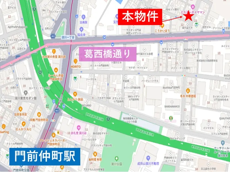 門前仲町の居抜き店舗の地図