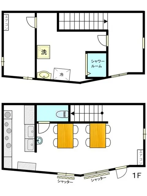 中華料理の居抜き物件の平面図