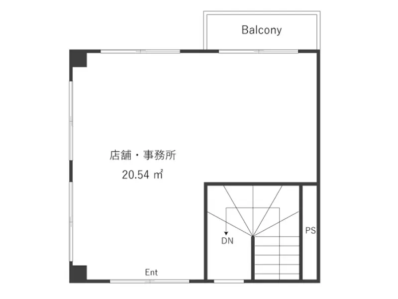 千駄木のスケルトン店舗物件の平面図