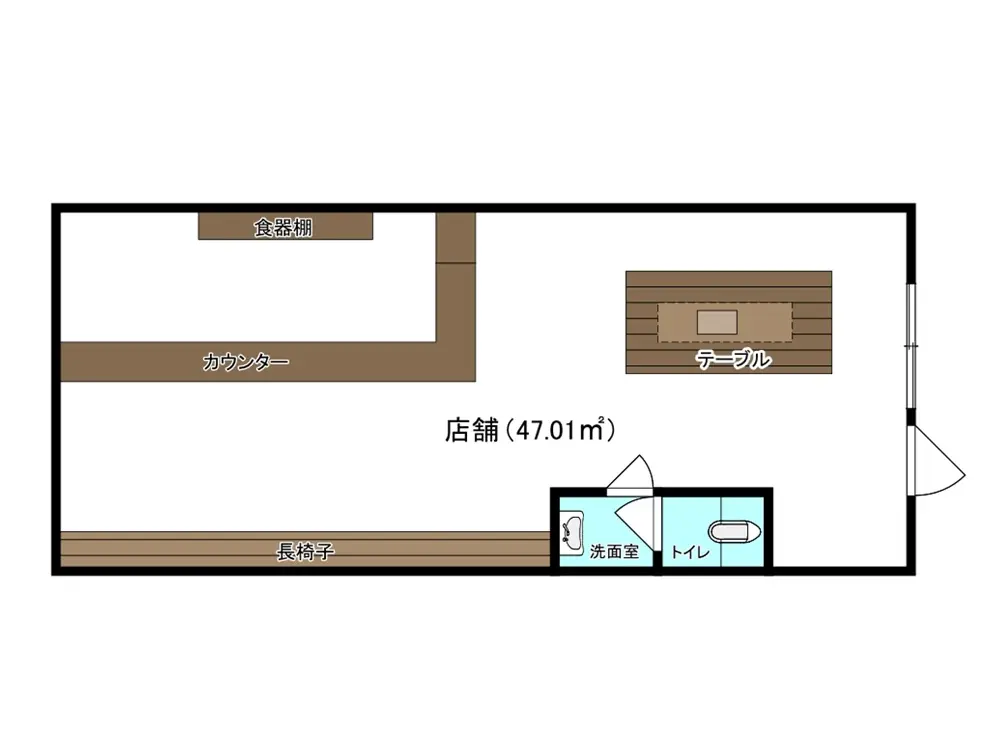 スナック・パブの居抜き物件の平面図