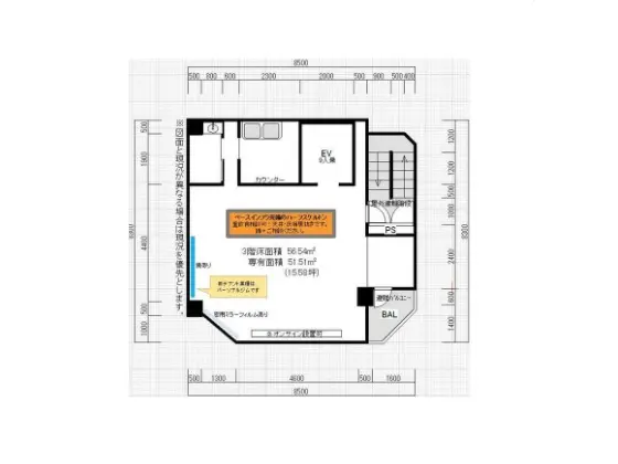 京成八幡の居抜き店舗の平面図