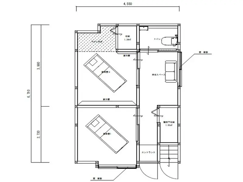 エステの居抜き物件の平面図