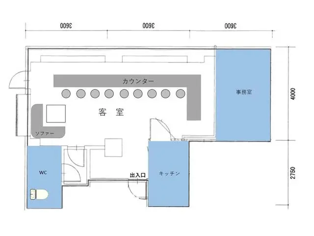BAR・ショットバーの居抜き物件の平面図