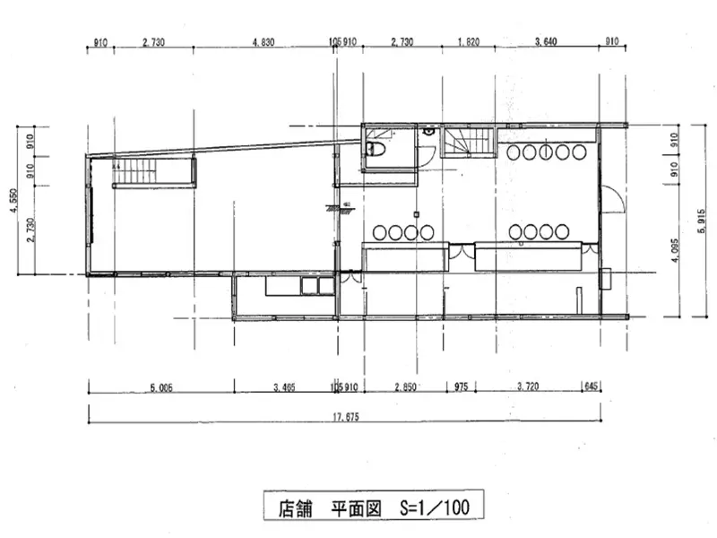 西小山の居抜き店舗の平面図