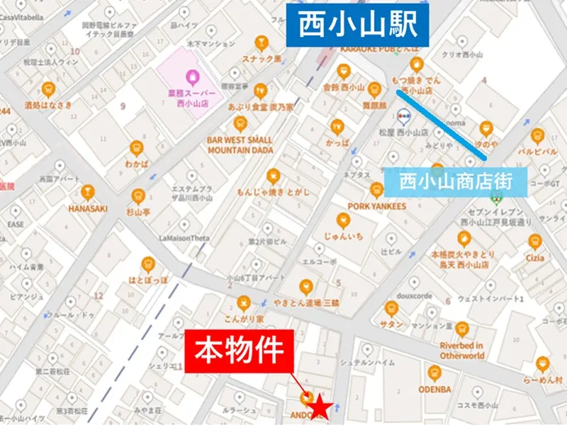 ダイニングバーの居抜き物件の地図