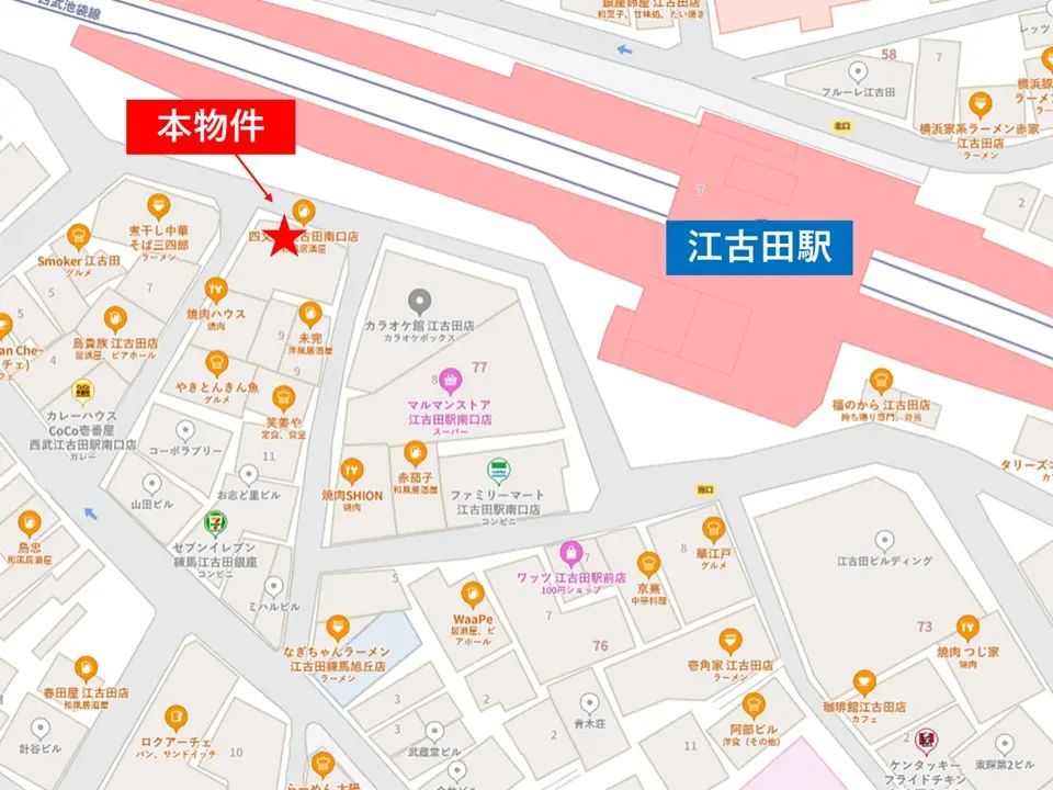 ラーメンの居抜き物件の地図