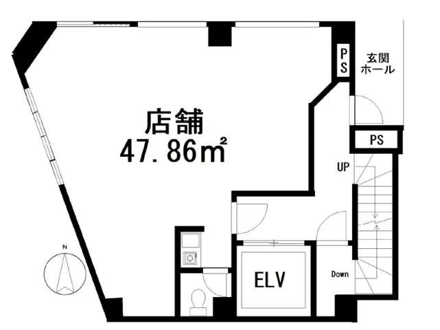 レストランの居抜き物件の平面図