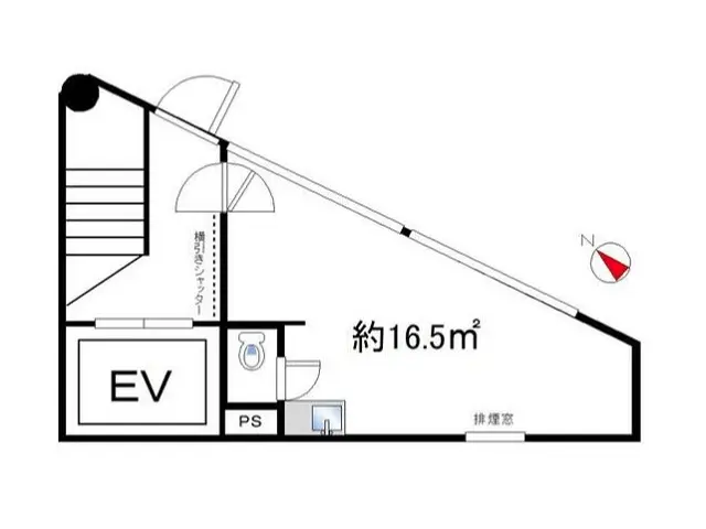 都庁前の事務所仕様店舗物件の平面図