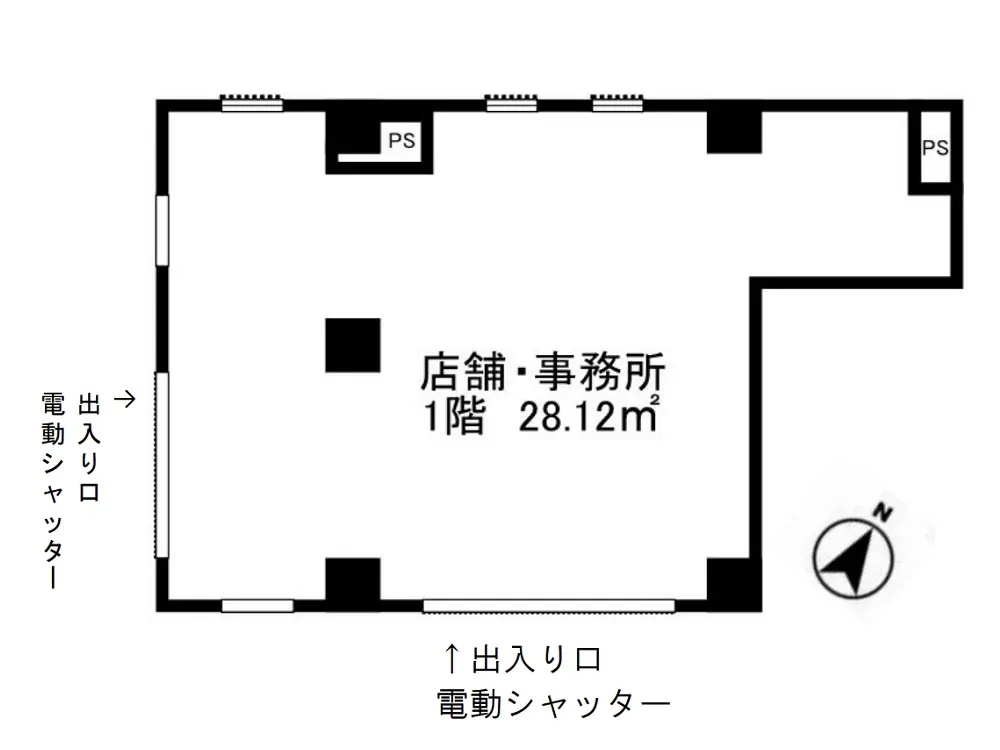 貸店舗(スケルトン)の平面図