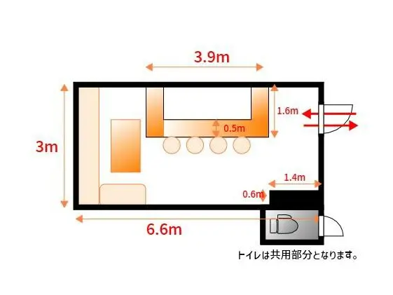 スナック・パブの居抜き物件の平面図