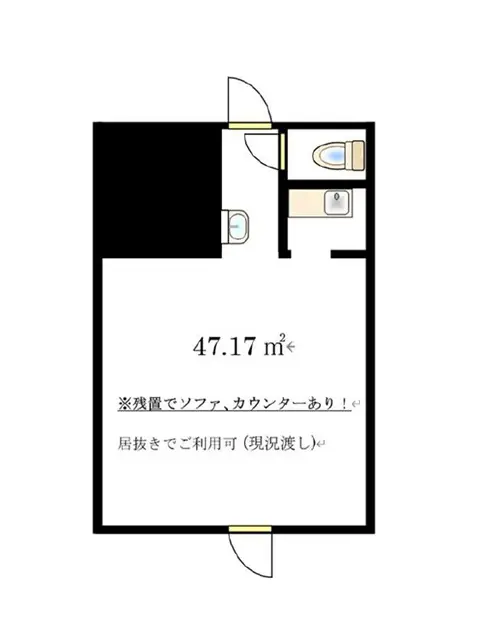 カフェ・喫茶店の居抜き物件の平面図