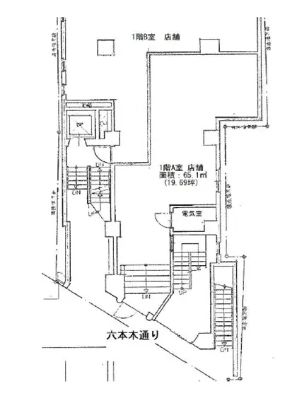 六本木のテイクアウト居抜きの平面図