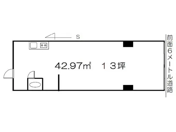 美容室・理容室の居抜き物件の平面図