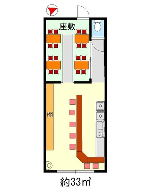 川崎大師の居酒屋居抜きの平面図