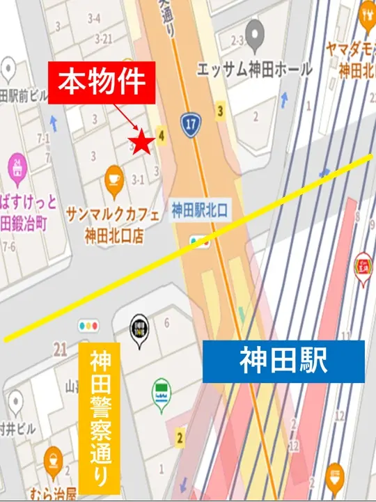 神田の居抜き店舗の地図