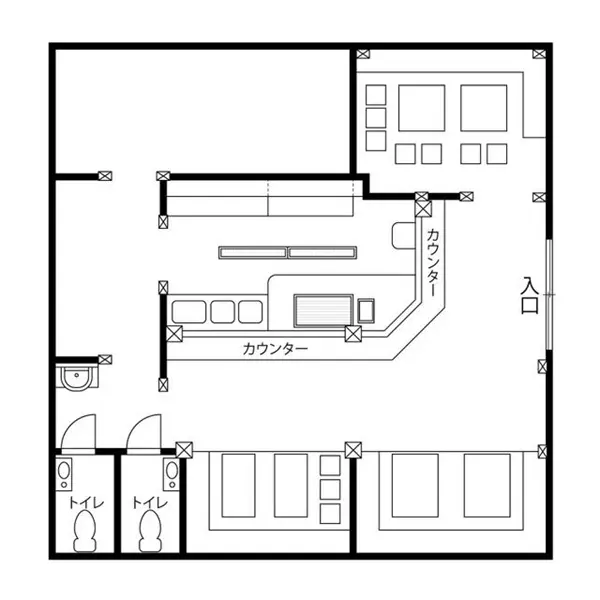 居酒屋の居抜き物件の平面図