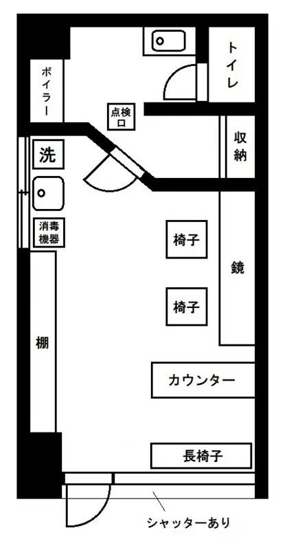 美容室・理容室の居抜き物件の平面図