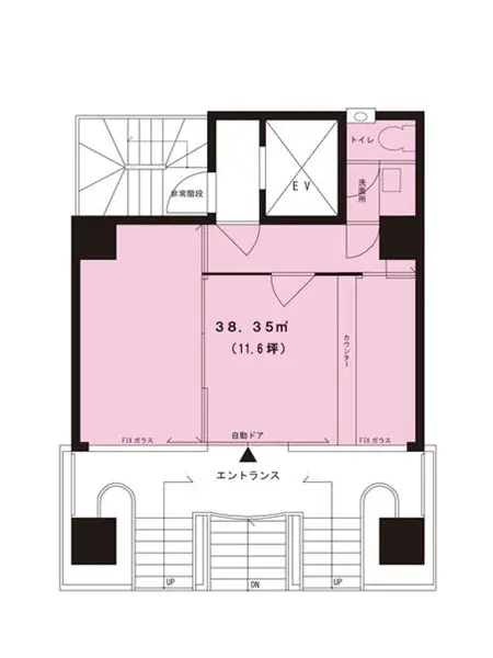 桜木町のカフェ・喫茶店居抜きの平面図